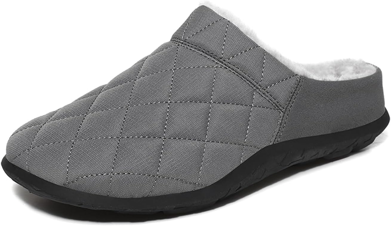 

Мужские домашние тапочки LLTMALL с плюшевой подкладкой, с закрытым носком, теплые для зимы, для дома и улицы, серый