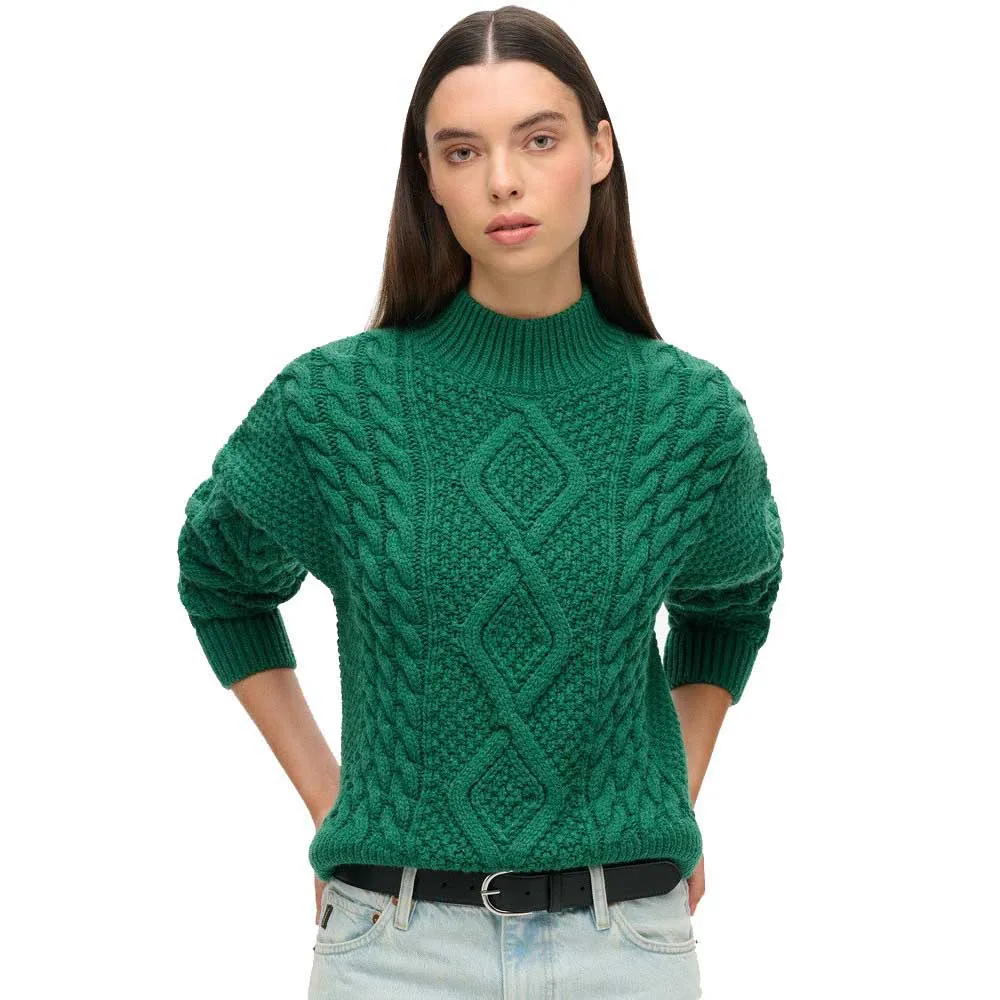 

Свитер Superdry Aran Cable, зеленый