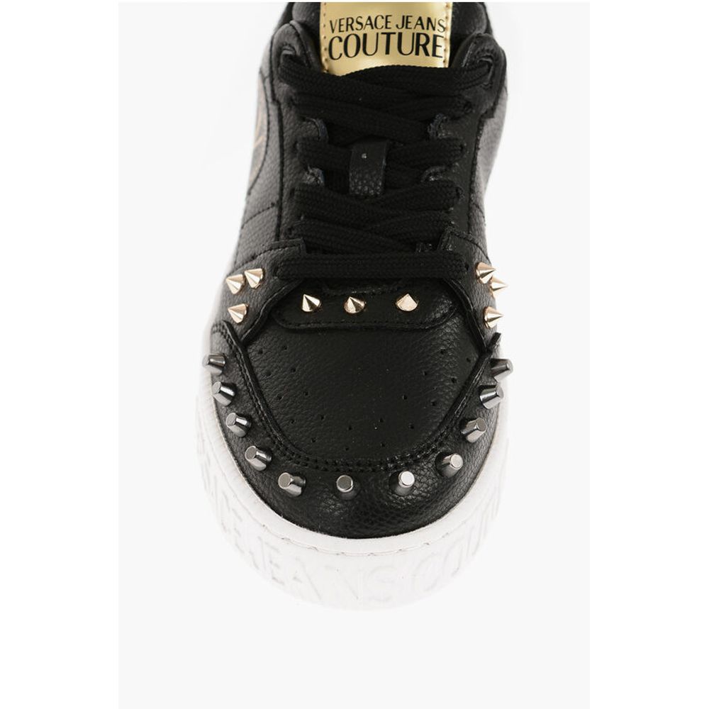 Кроссовки JEANS COUTURE из текстурированной кожи COURT 88 Low Top с Versace, Black — фото 4