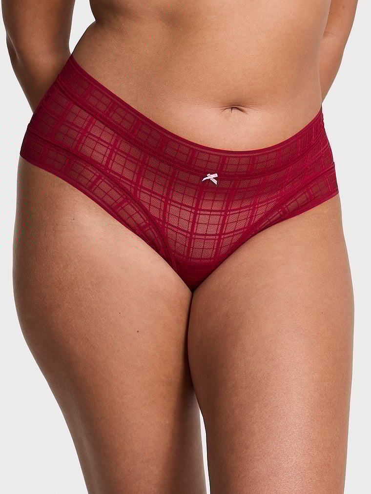 

Клетчатые кружевные трусики с дерзким принтом The Lacie, plaid lace red lacquer
