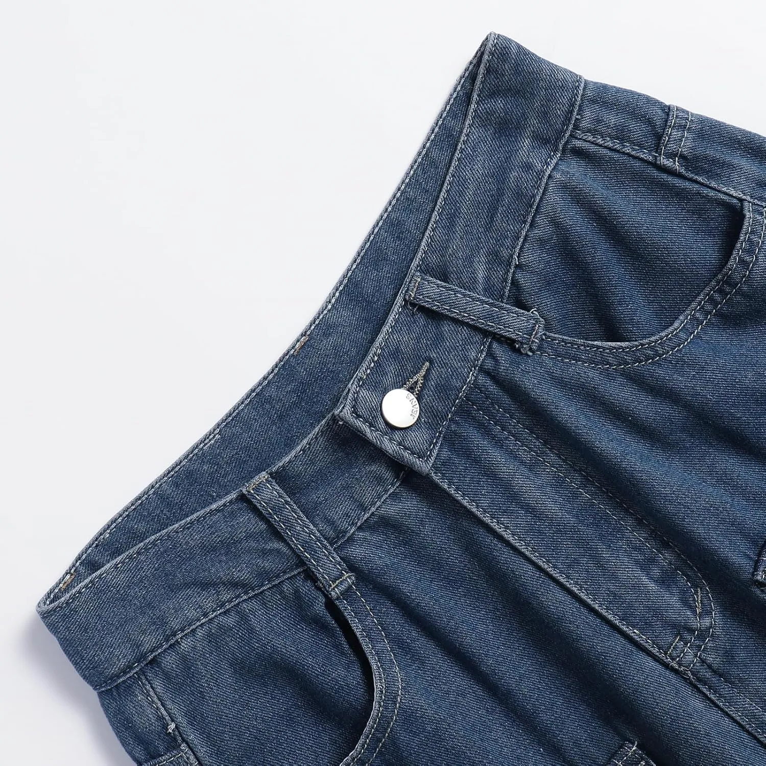 Женские брюки с высокой талией Casual Baggy Stretchy Wide Leg Y2K Streetwear с 8 карманами — фото 4