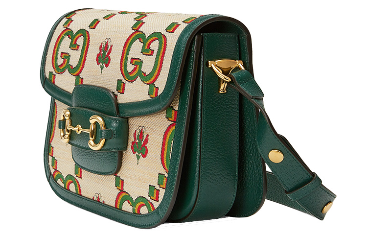 Сумка кросс-боди GUCCI 'Horsebit' из жаккарда с кожаной отделкой — фото 2