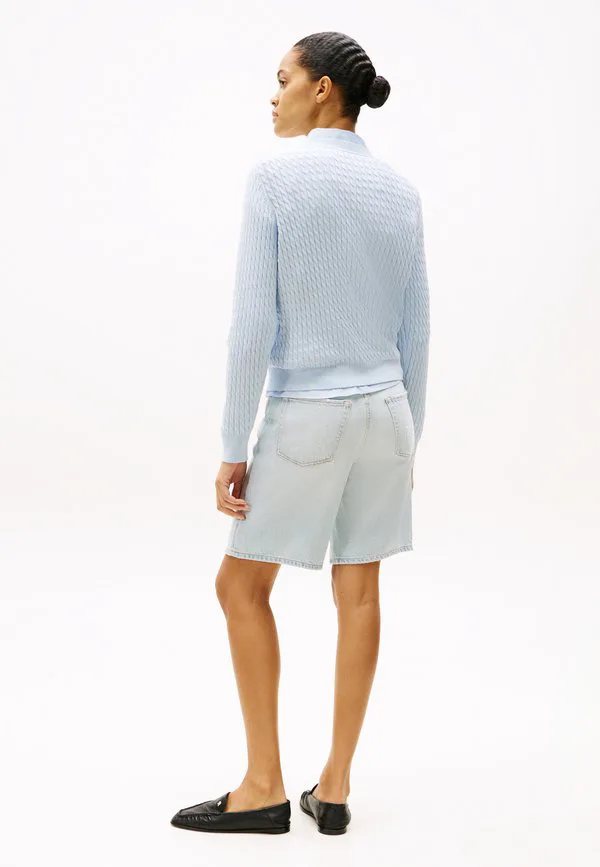 Свитер с круглым вырезом и косами Tommy Hilfiger, Breezy Blue — фото 3