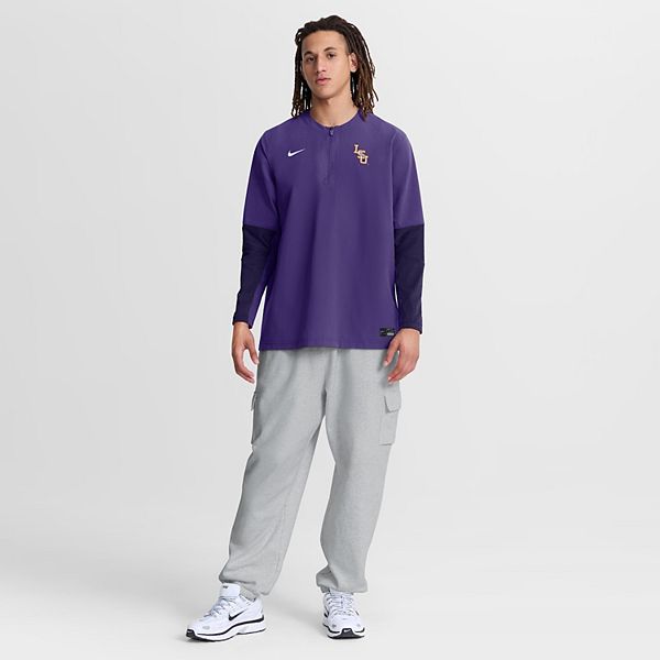 Мужская фиолетовая ветровка LSU Tigers Dugout Dri-FIT с длинным рукавом и четверть-молнией Nike — фото 4