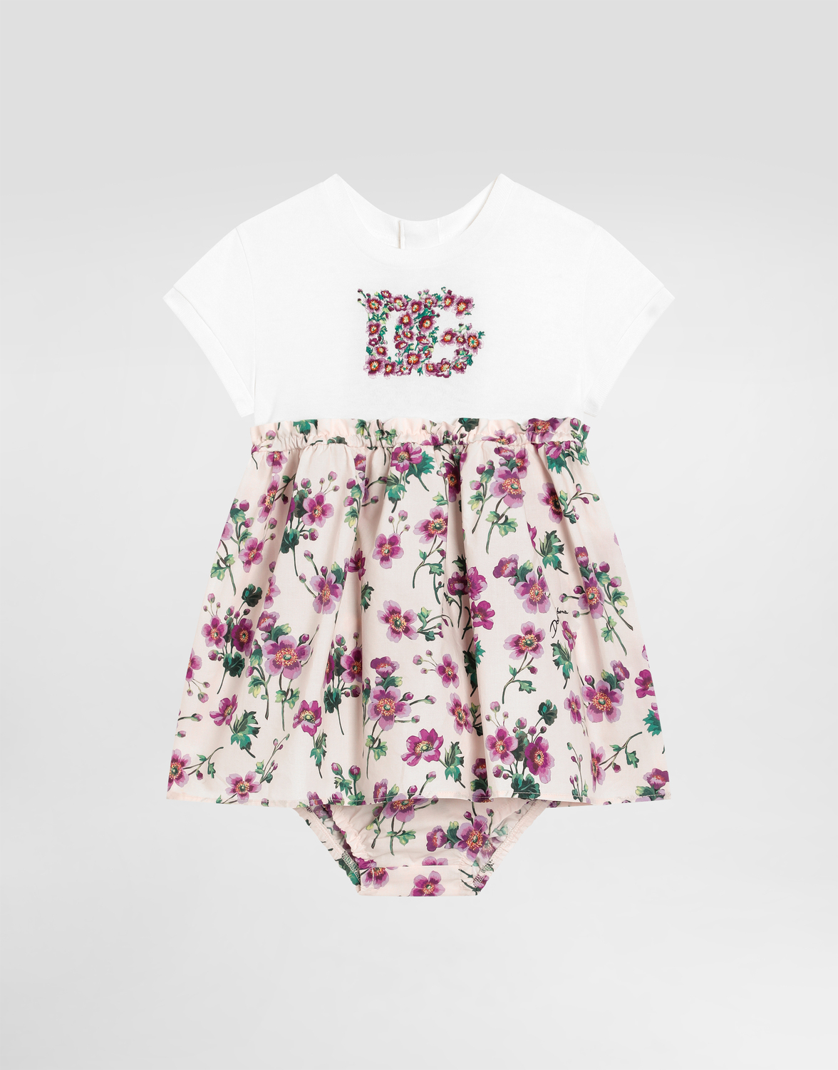 Платье из джерси с цветочным принтом и вышивкой логотипа DG Dolce&Gabbana, мультиколор
