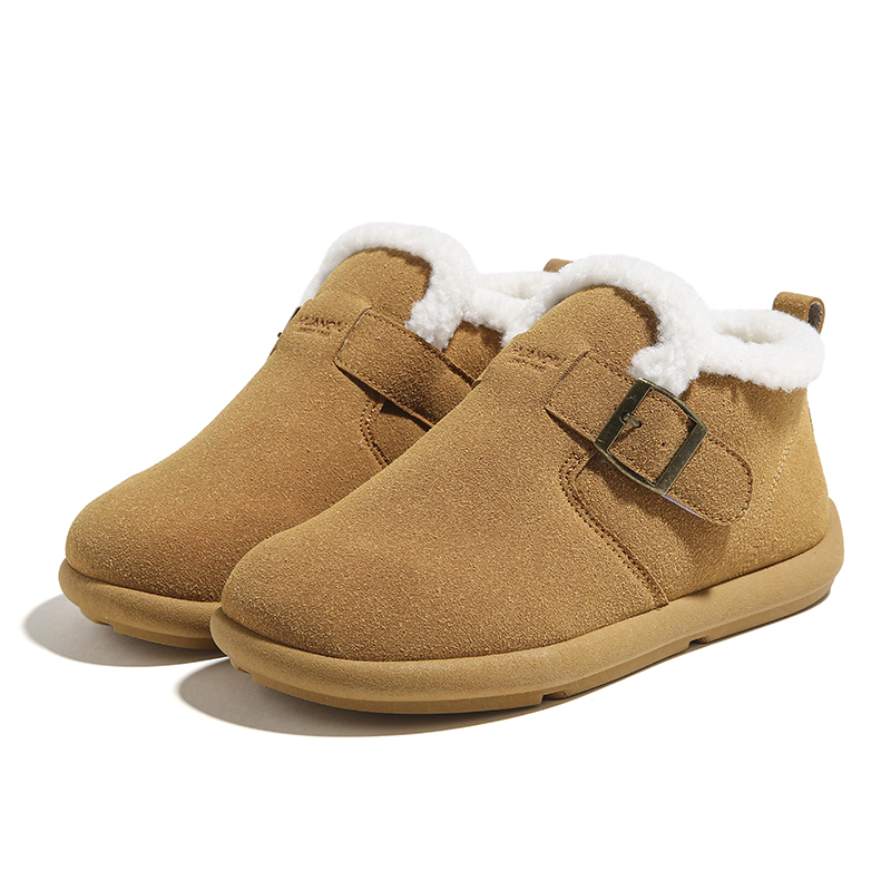 Женские зимние ботинки HUANQIU короткие замшевые с ремешком, коричневый — фото 4