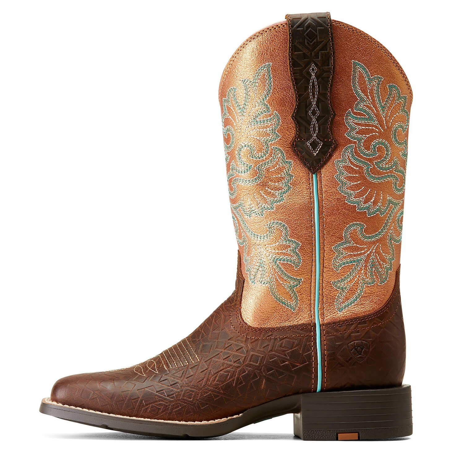 Сапоги женские Ariat Round Up Wide Square Toe StretchFit ковбойские с узором, коричневый/темно-коричневый — фото 4