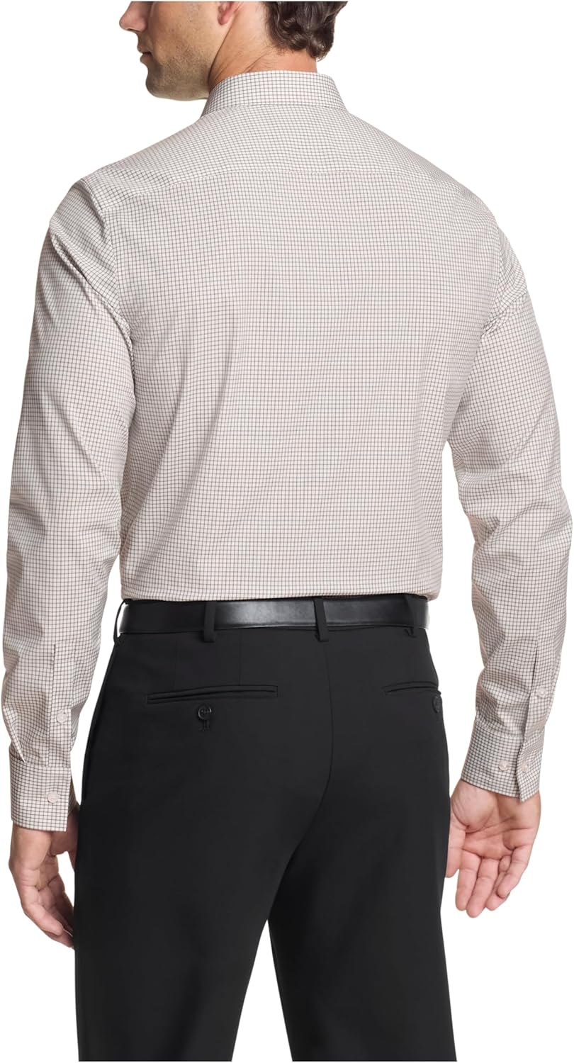 Мужская рубашка Calvin Klein Slim Fit из тонкого хлопкового эластичного материала, Taupe Multi — фото 2