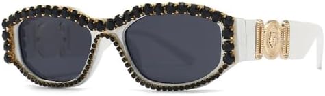 

Ретро-солнцезащитные очки неправильной квадратной формы для женщин и мужчин, модные солнцезащитные очки в маленькой оправе, трендовые модели с защитой от УФ-излучения UV400 MTZJH, White