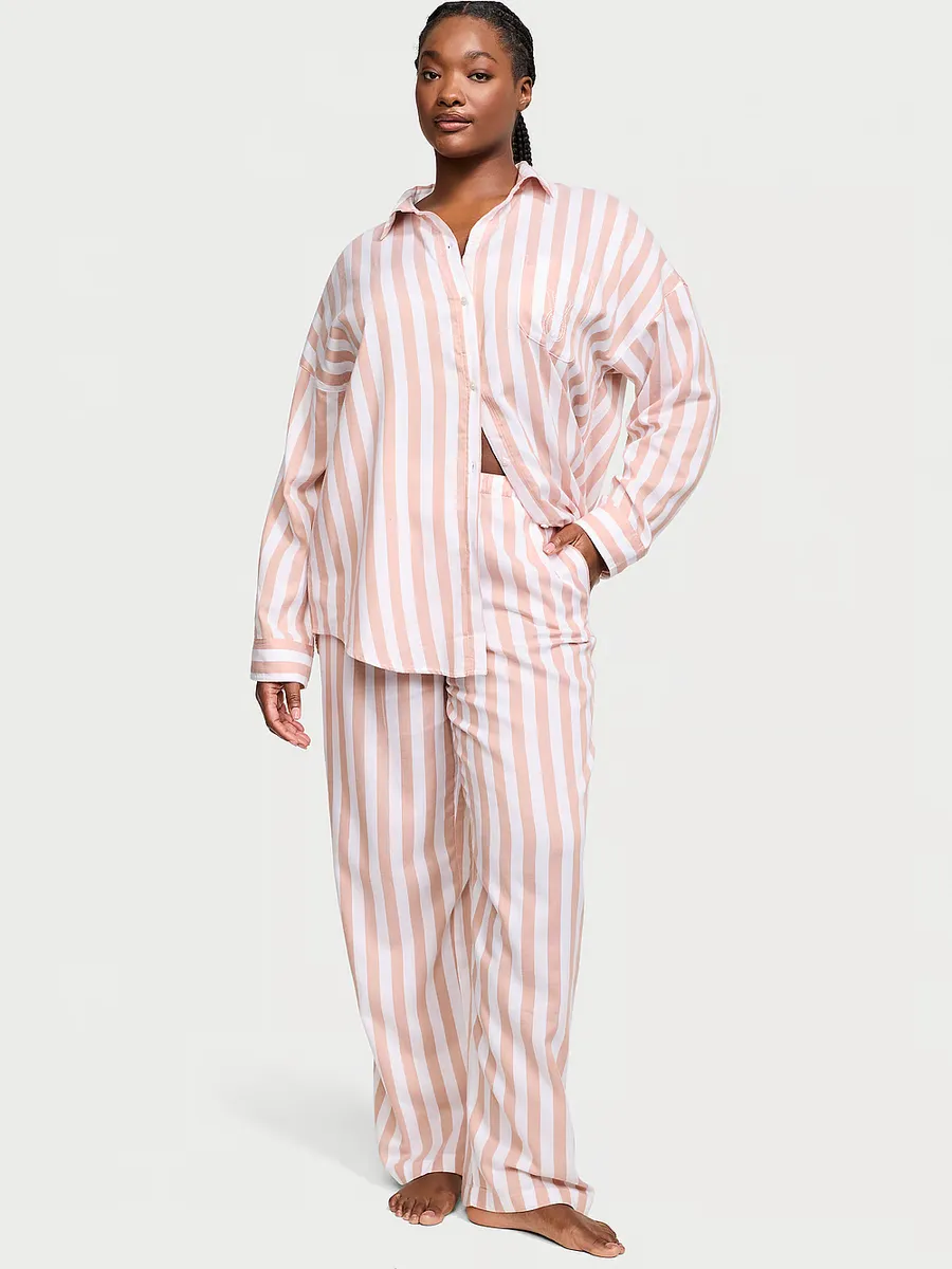 

Длинный пижамный комплект из модала и хлопка Victoria'S Secret, цвет Toasted Sugar Stripes