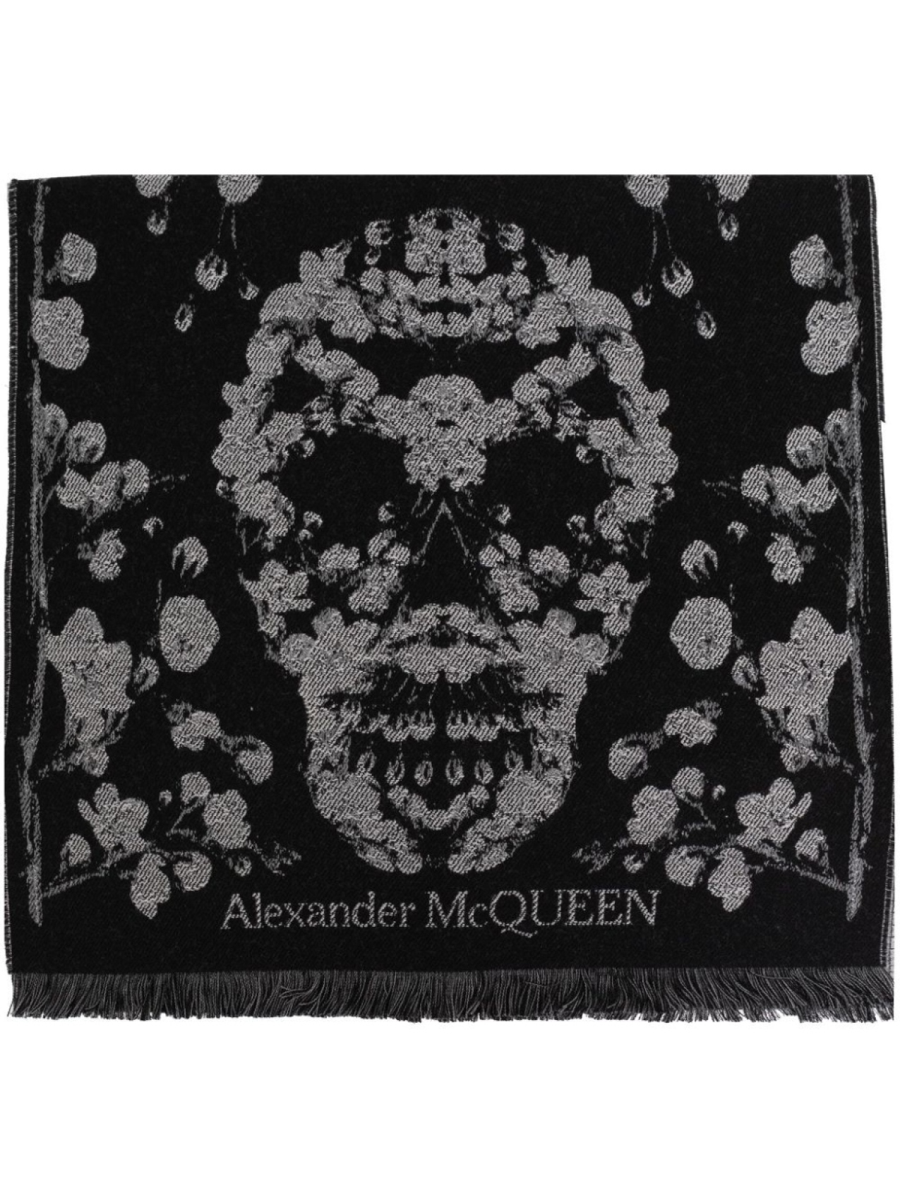 

Alexander McQueen шерстяной шарф с мотивом черепа, черный