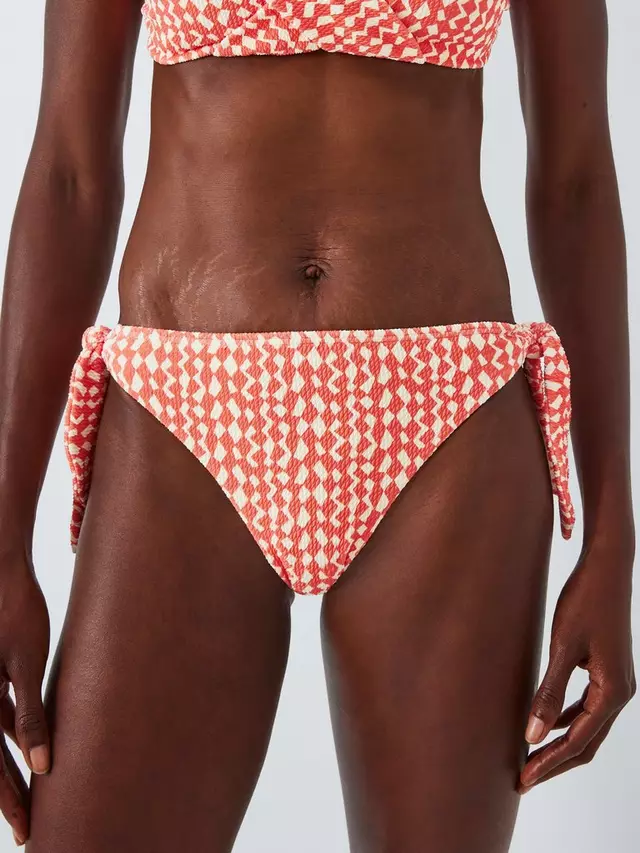 

Низ бикини John Lewis Geometric Side Tie Bikini, цвет coral/multi