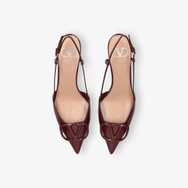 Лодочки Valentino Garavani Vlogo signature лаковые на ремешке, винный — фото 2