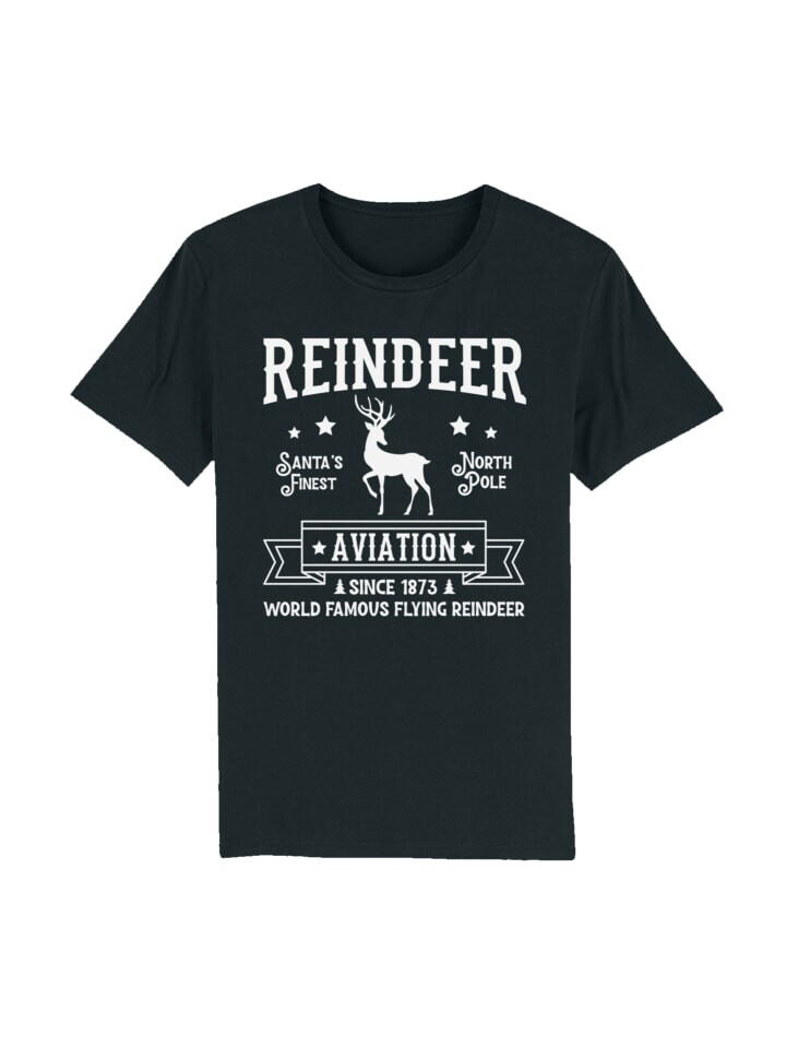 

Футболка F4NT4STIC T-Shirt Reindeer Aviation Retro Weihnachts Sign, черный