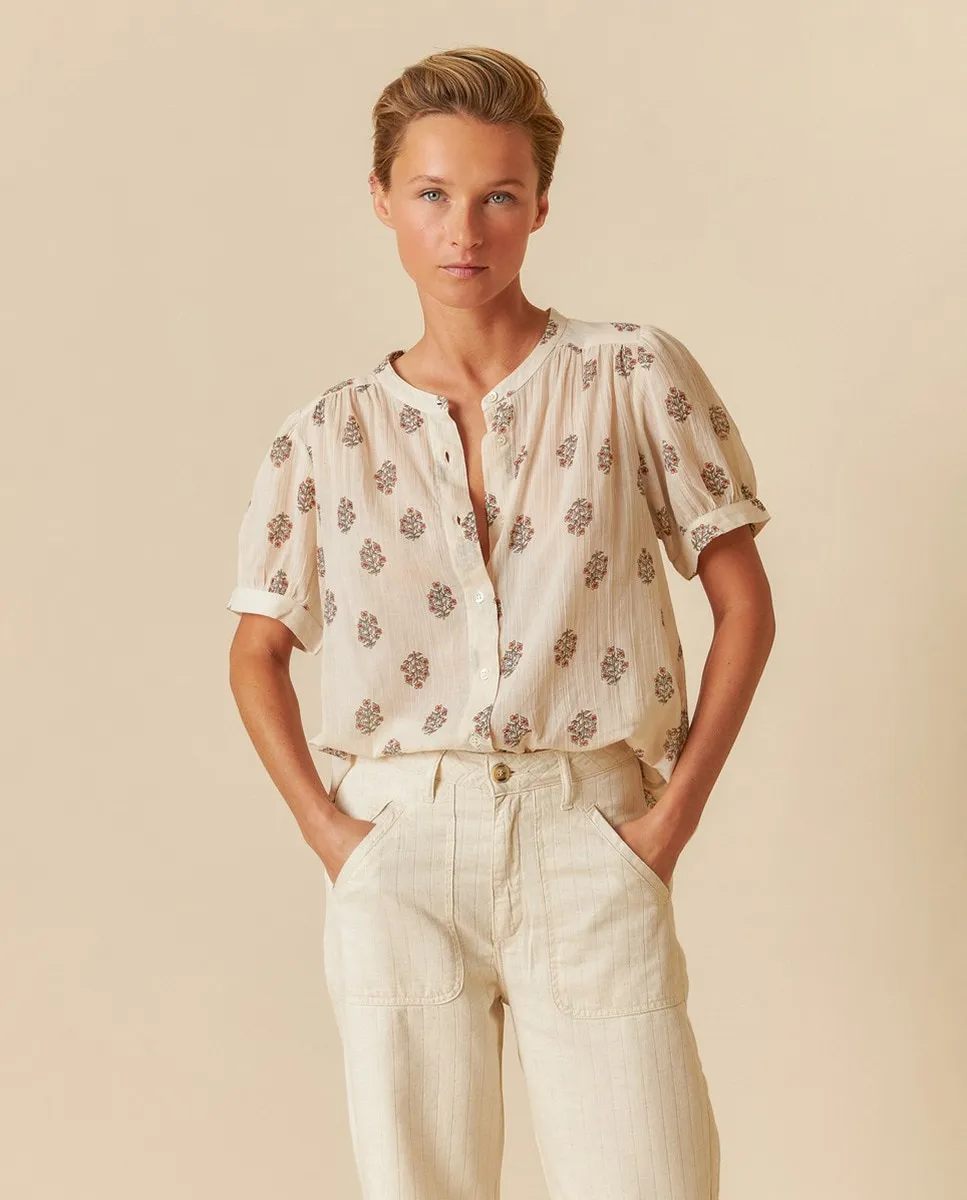 

Женская рубашка с круглым вырезом и коротким рукавом Indi & Cold, цвет Piedra