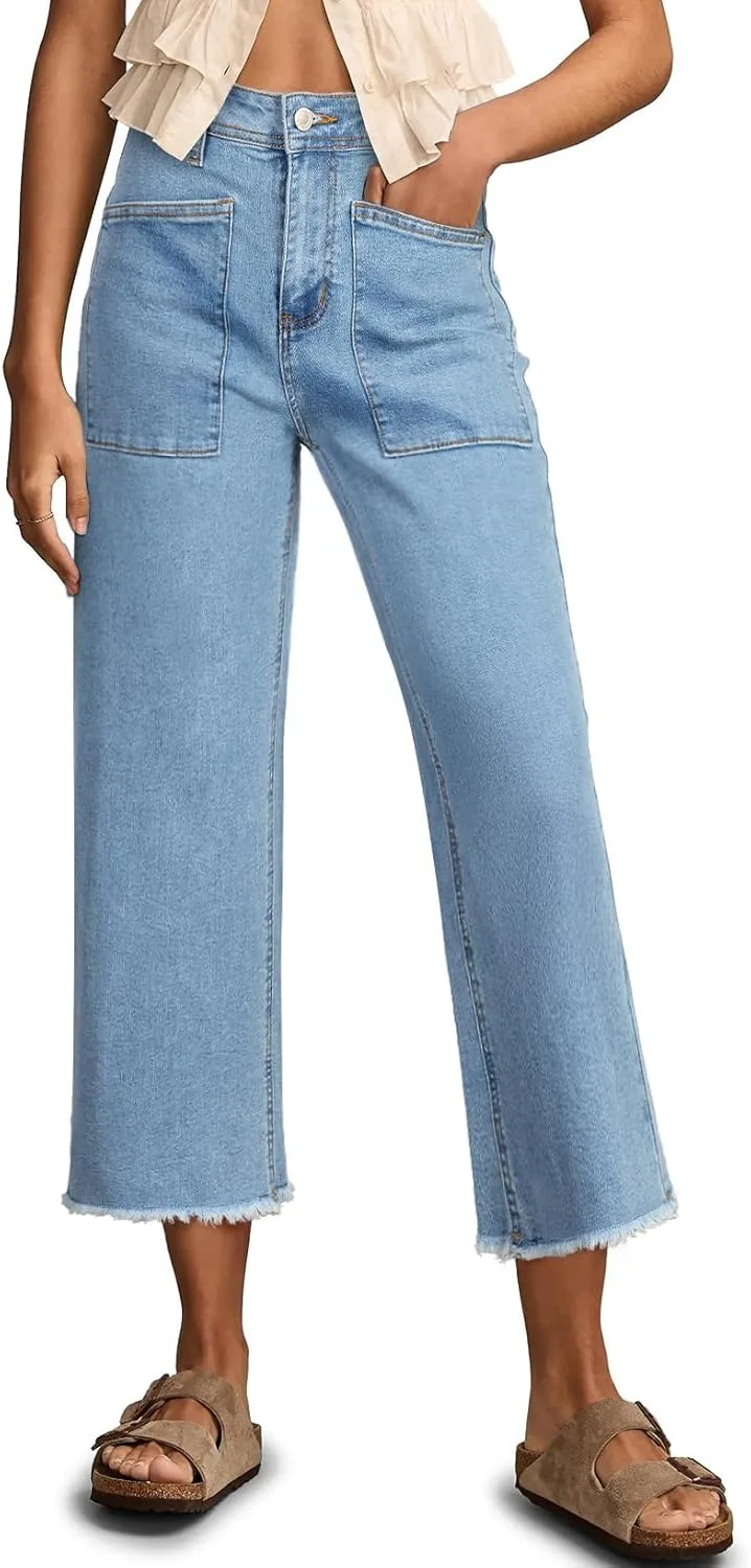 

Sidefeel женские джинсы-капри с широкими штанинами