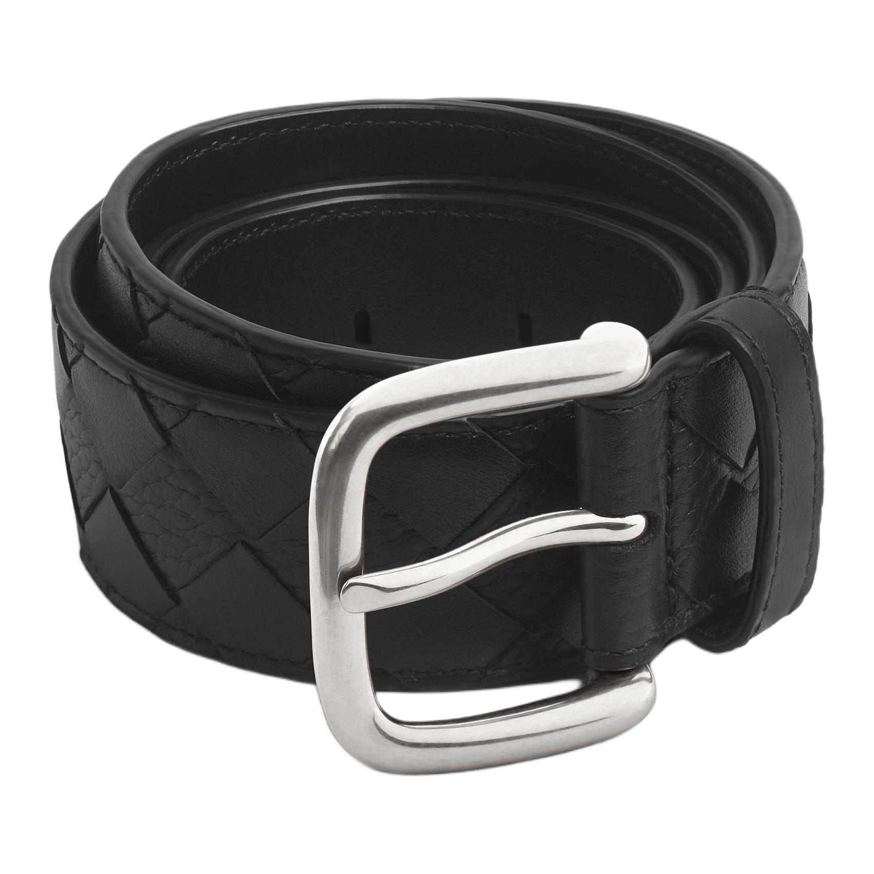 

Bottega Veneta Мужской кожаный ремень из телячьей кожи, черный, 3 см