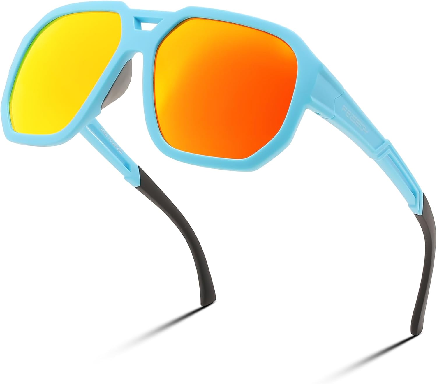 

Винтажные поляризованные солнцезащитные очки-авиаторы FEISEDY для женщин и мужчин, большая квадратная оправа, модные спортивные очки UV400 B0151, Light Blue Frame / Red Mirrored Lens