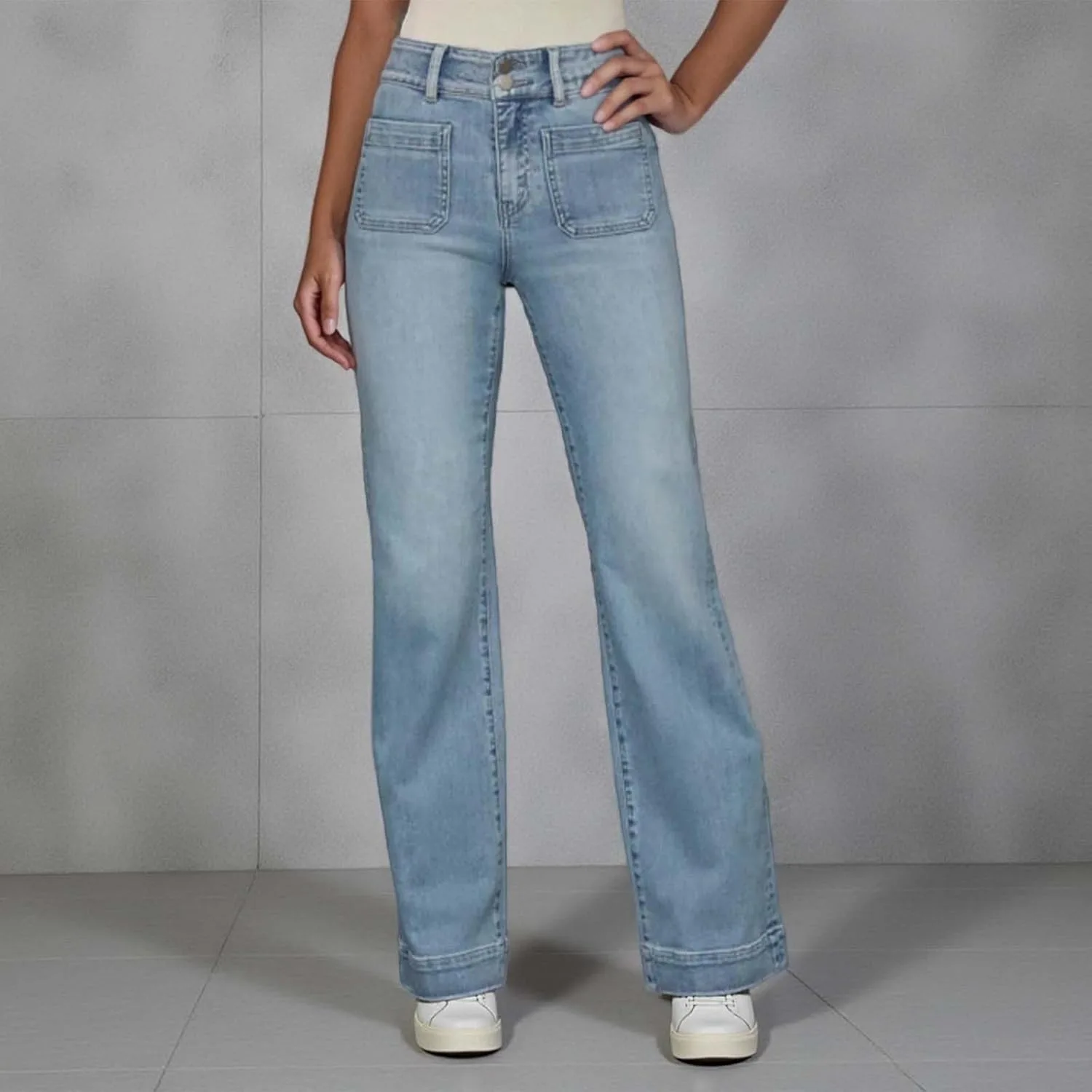 Женские джинсы Wide Leg Casual Straight Leg Baggy Loose Denim с карманами — фото 2