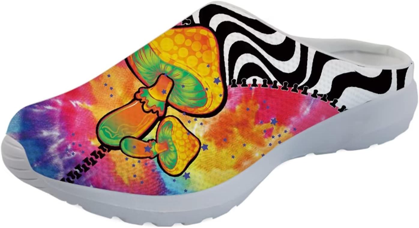 

Женские слипоны-кроссовки Forchrinse с тропическим ананасом и плюмерией, дышащие, для ходьбы, сабо, домашние и пляжные тапочки, обувь для медсестер, легкие, Tie Dye Mushroom