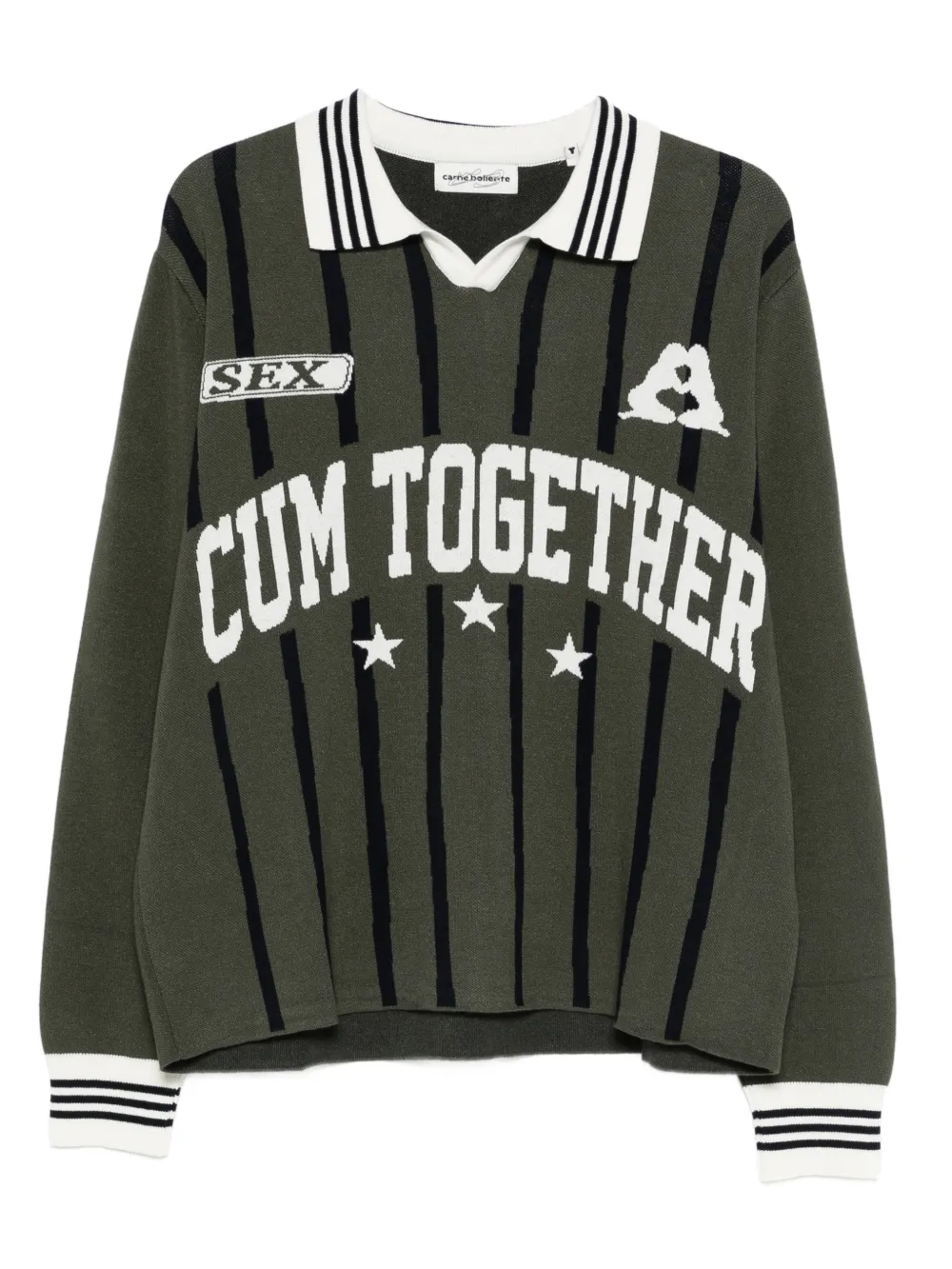 

Свитер с воротником в полоску Carne Bollente, зеленый