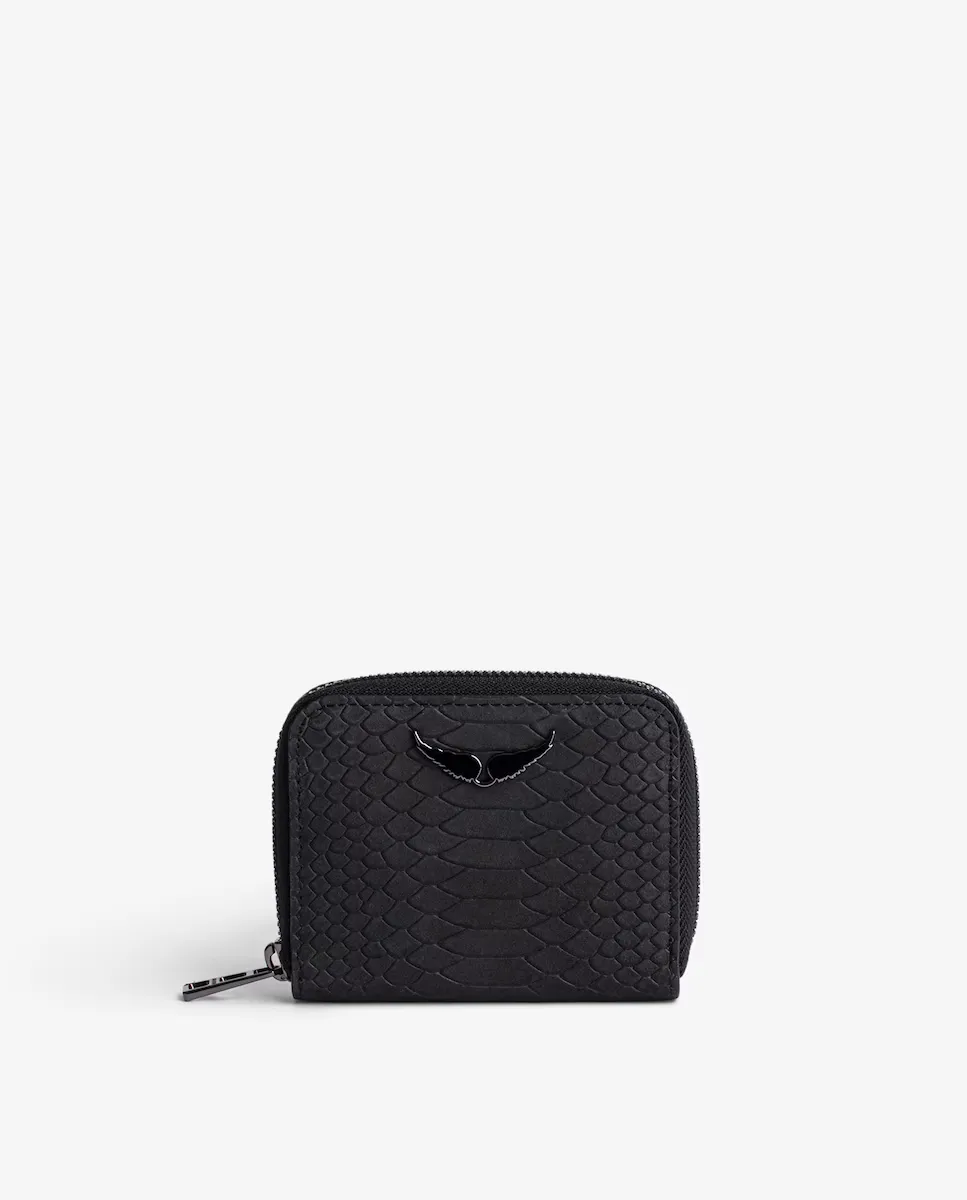 

Черный женский кожаный кошелек Mini ZV на молнии Zadig & Voltaire