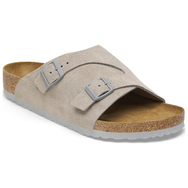 Тапочки zrich suede leather narrow fit sandals 'stone coin' Birkenstock, серый — фото 3