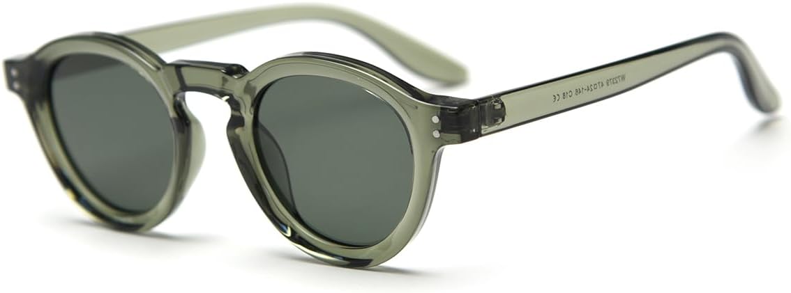 

Поляризованные солнцезащитные очки унисекс в стиле ретро для женщин (TR90), круглые солнцезащитные очки для мужчин (UV400), декоративная круглая оправа weiyuchen, Green