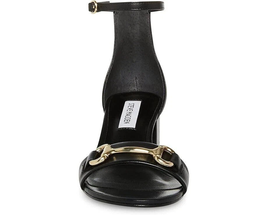 Сандалии Steve Madden Irenee Женские Черная Кожа Шлейка на щиколотке Блок каблук GBNC662 (Черный, 10) — фото 3