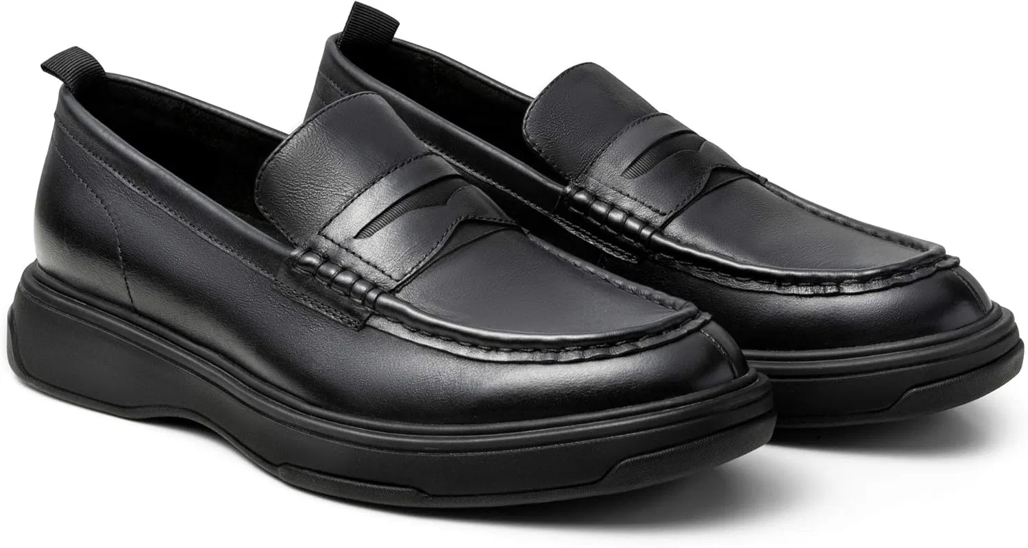 Мужские кожаные классические лоферы без шнурков Temeshu, Black — фото 2