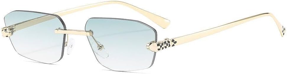 

Маленькие солнцезащитные очки без оправы для женщин и мужчин в стиле ретро, ​​с оправой под золотистый леопардовый принт, солнцезащитные очки с защитой от УФ-излучения UV400 TVTBBVV, 4