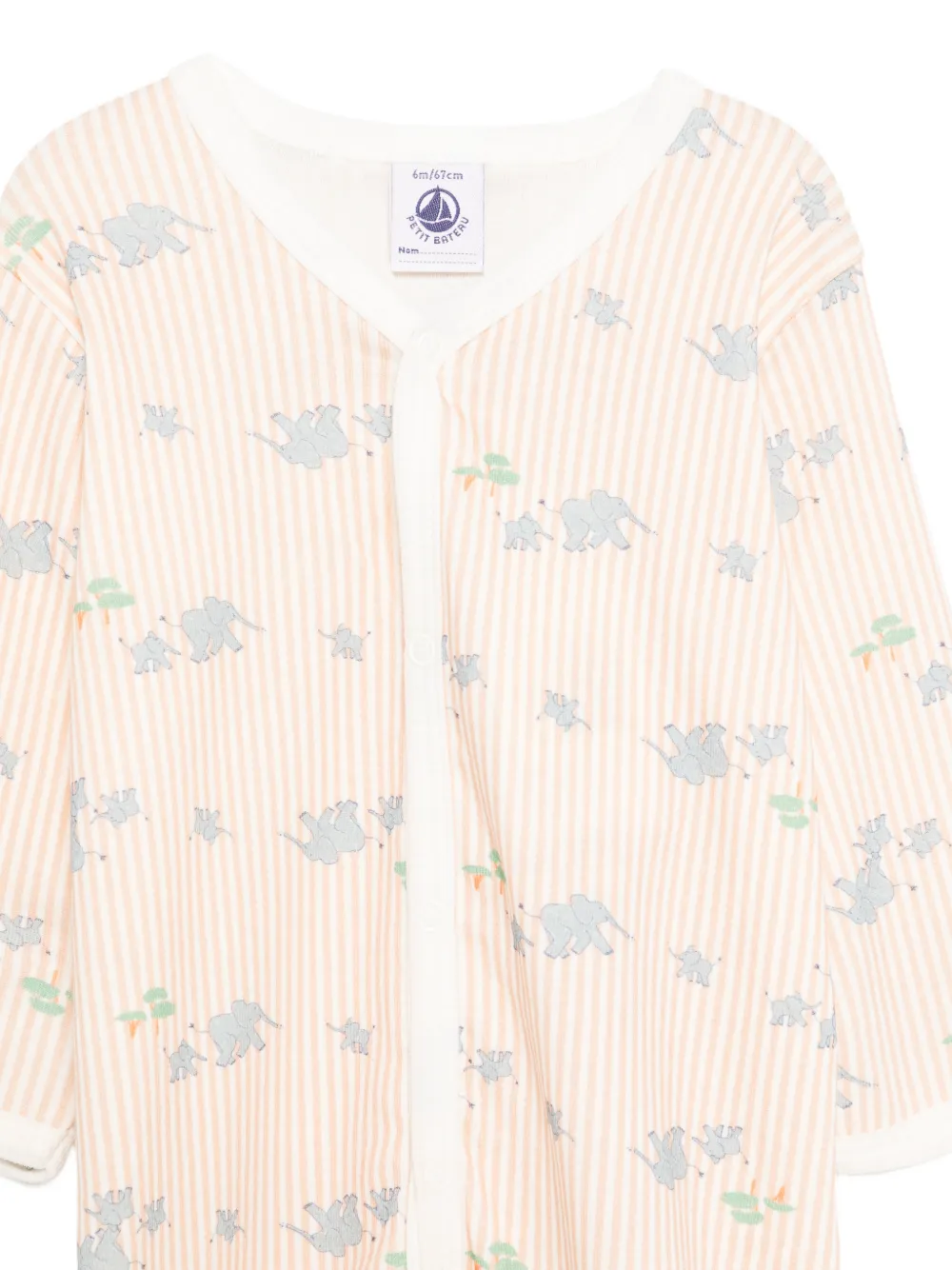 Пижама в полоску с анималистичным принтом Petit Bateau, оранжевый — фото 3