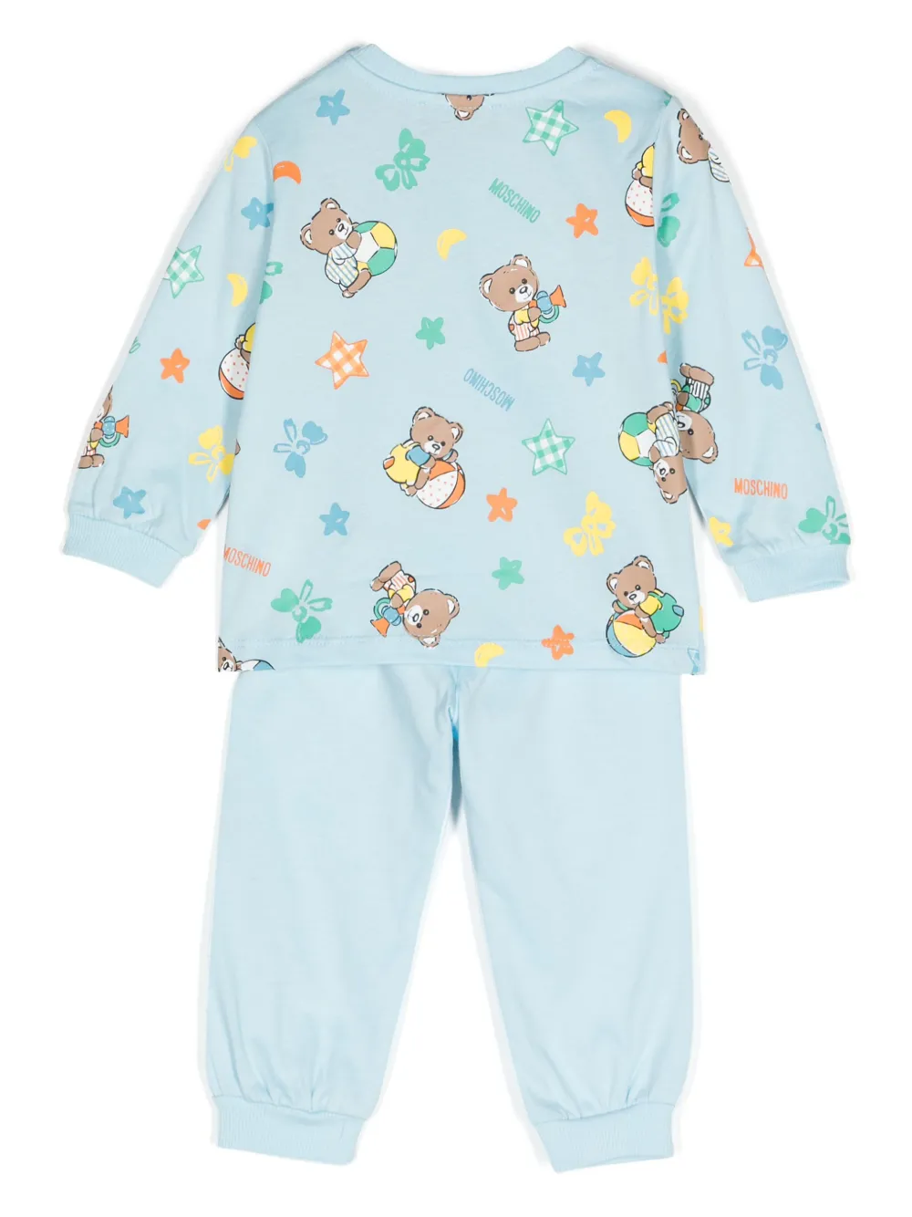 Комплект из топа и брюк с логотипом Moschino Kids, синий — фото 2