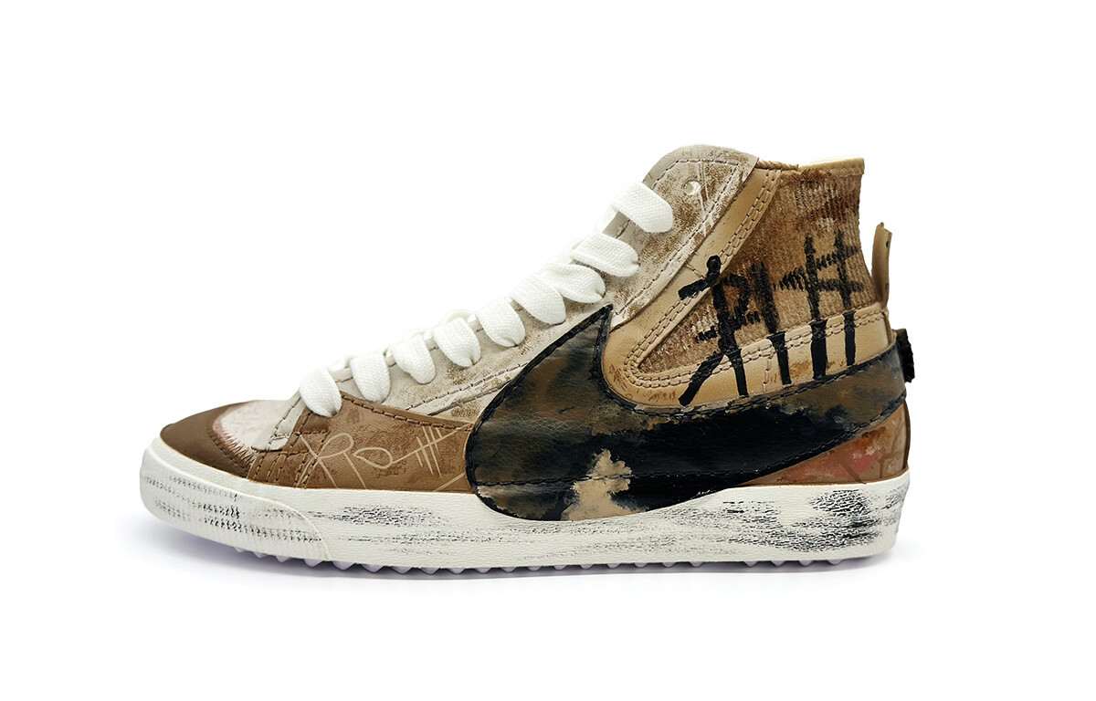 

Кроссовки Nike Blazer Skateboarding Shoes Unisex High-top Black/beige, коричневый