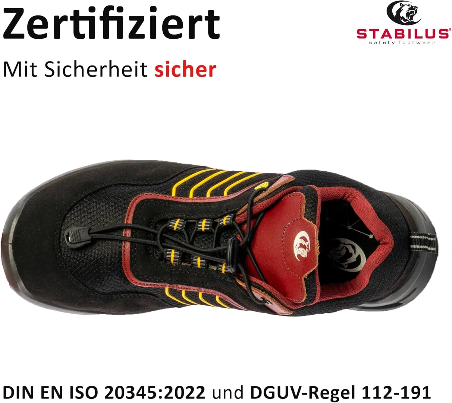 Мужские защитные ботинки STABILUS Rudi Low S1PS, легкие, дышащие, противоскользящие, амортизирующие, соответствуют стандартам ESD и DGUV, рабочая обувь, Black Yellow — фото 3