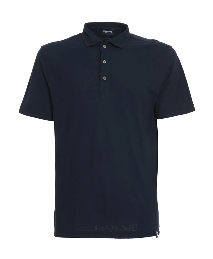 

Синяя хлопчатобумажная льняная рубашка поло Drumohr, синий