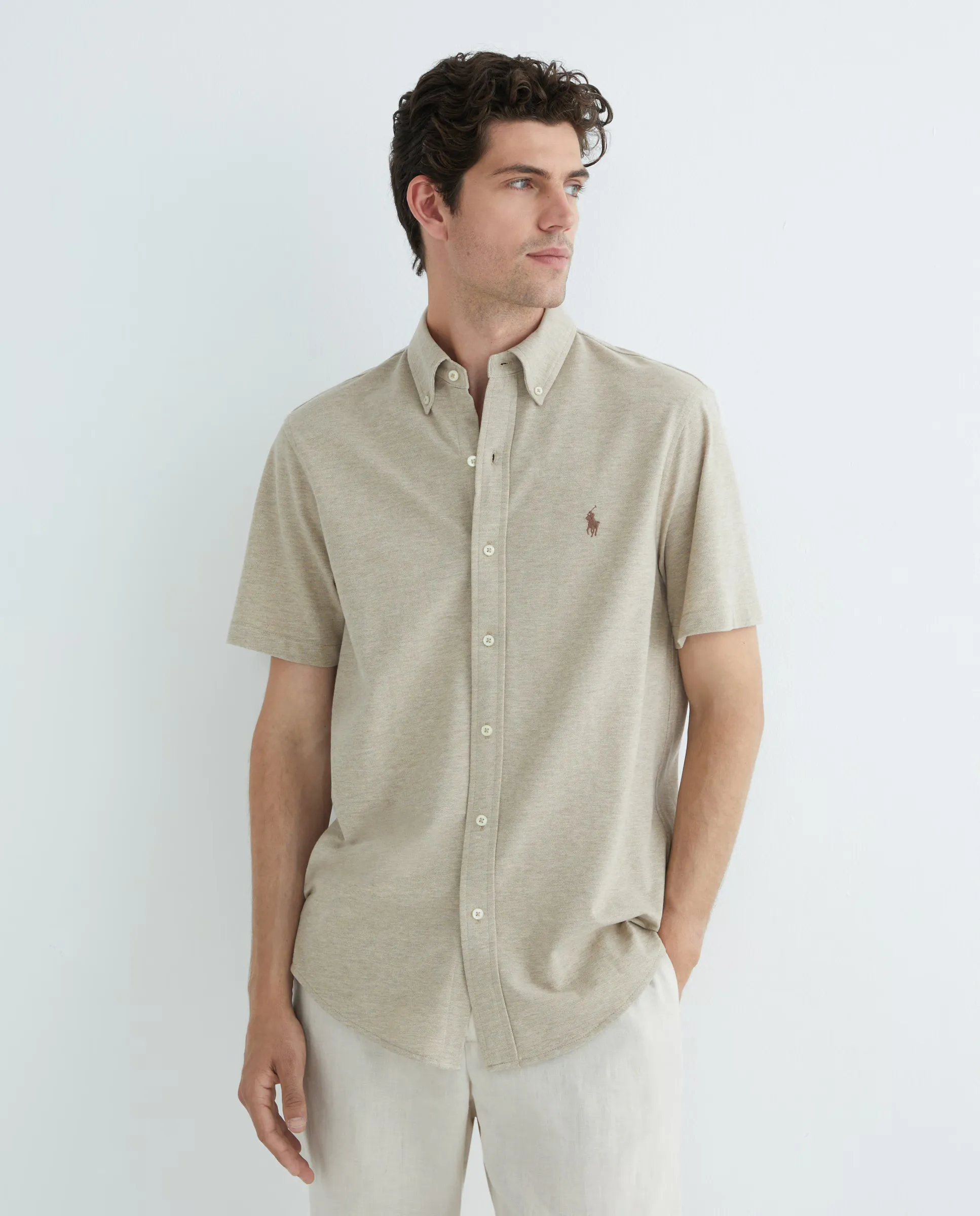 

Мужская рубашка из пике стандартного кроя Polo Ralph Lauren, бежевый