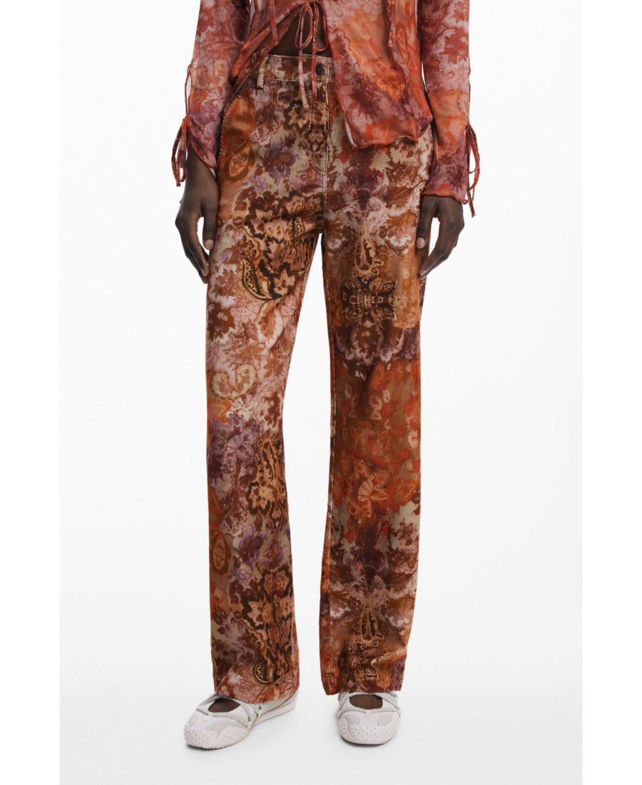 

Женские вельветовые брюки с узором пейсли Desigual, Orange
