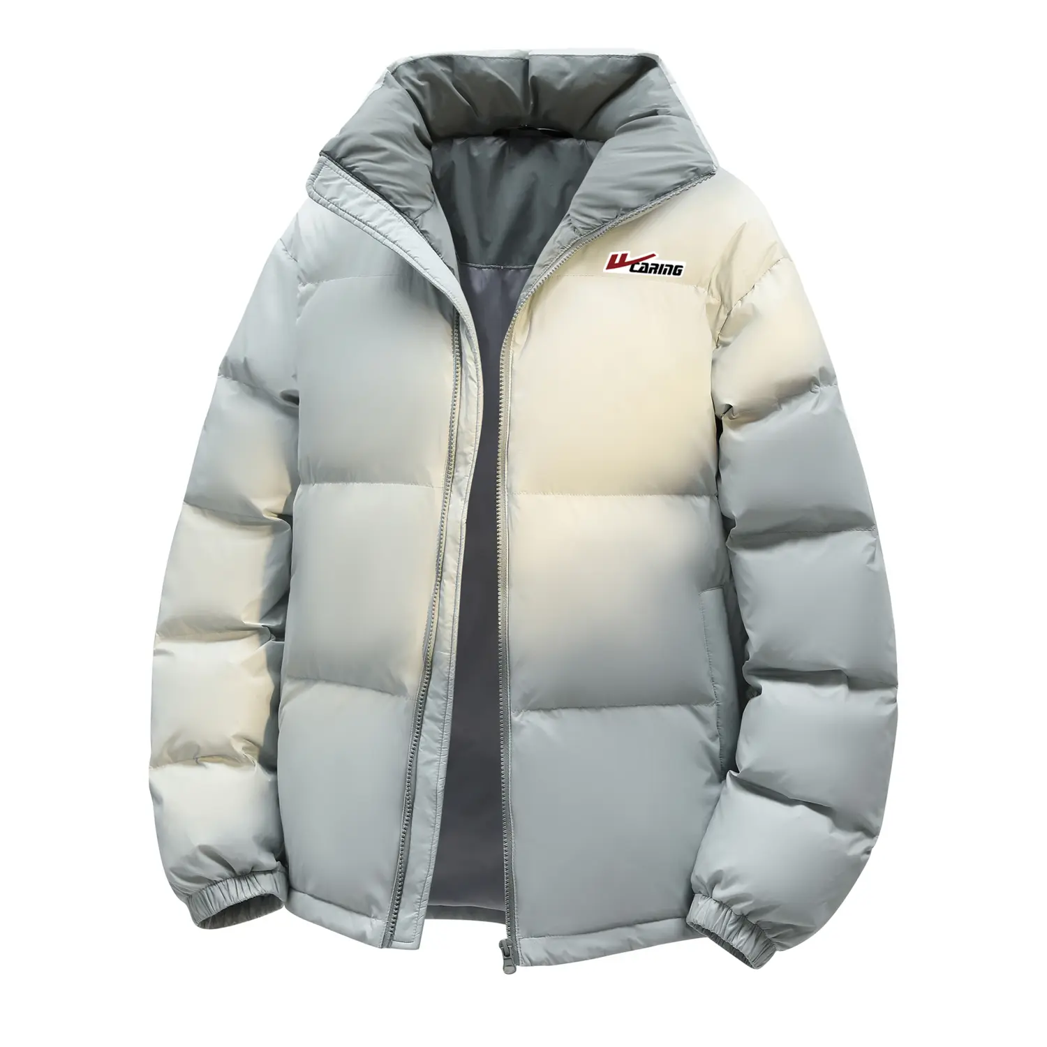 

Пуховик Unisex Stand Collar Fleece lined Down Jacket WARRIOR, светло-серый (diy badge)