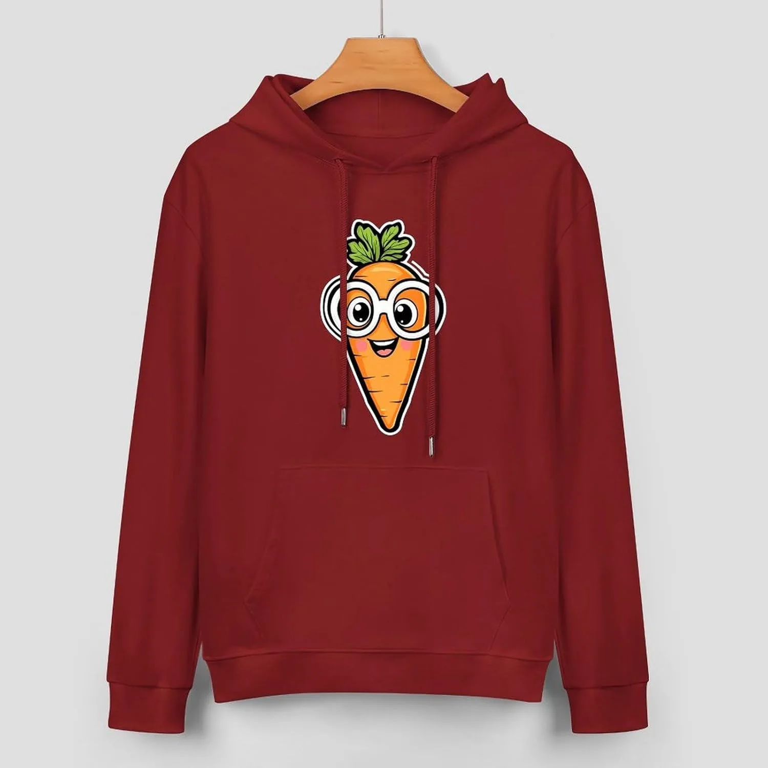 Толстовка с капюшоном Smart Carrot для мужчин, хлопковый пуловер с карманом Generic, темно-багровый — фото 3