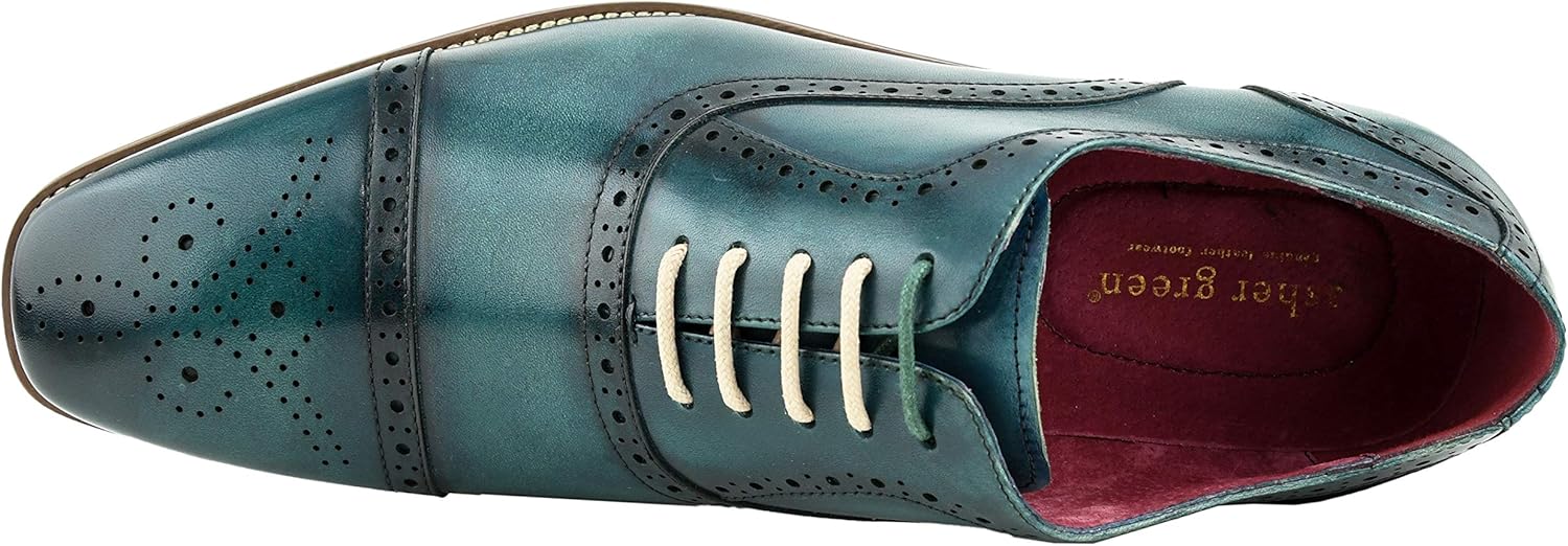 Мужские туфли Asher Green AG114 из натуральной кожи, оксфорды, с носком типа кап, на шнуровке, броги - бирюзовые, светло-коричневые, коричневые, зеленые, серые — фото 3