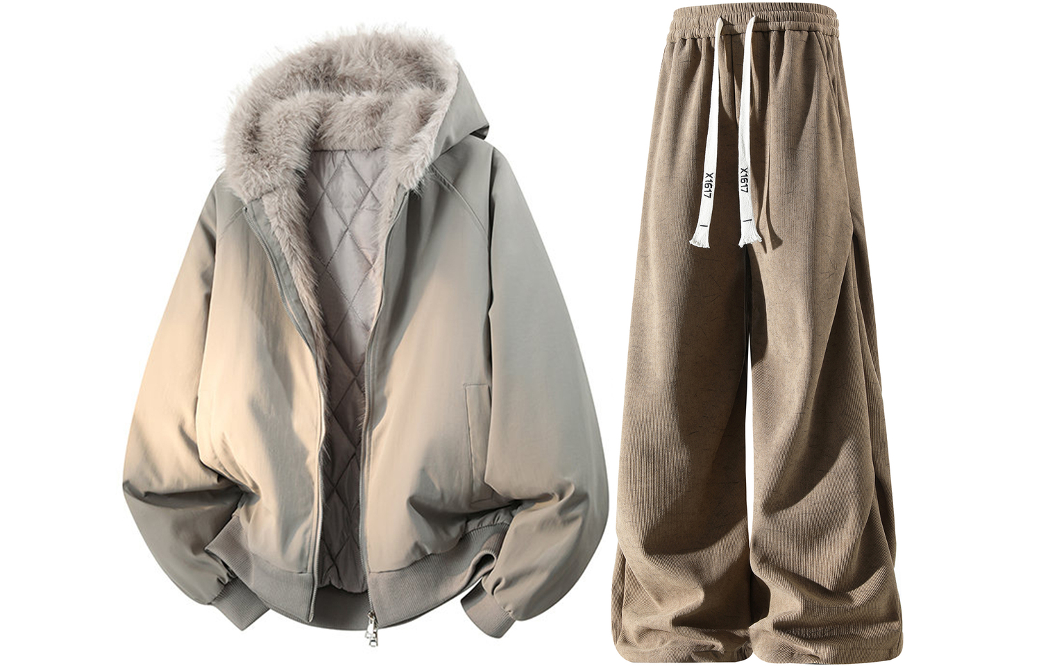 

Повседневный худи Unisex Casual Sportswear X1617, серый mountain coat+хаки casual pants