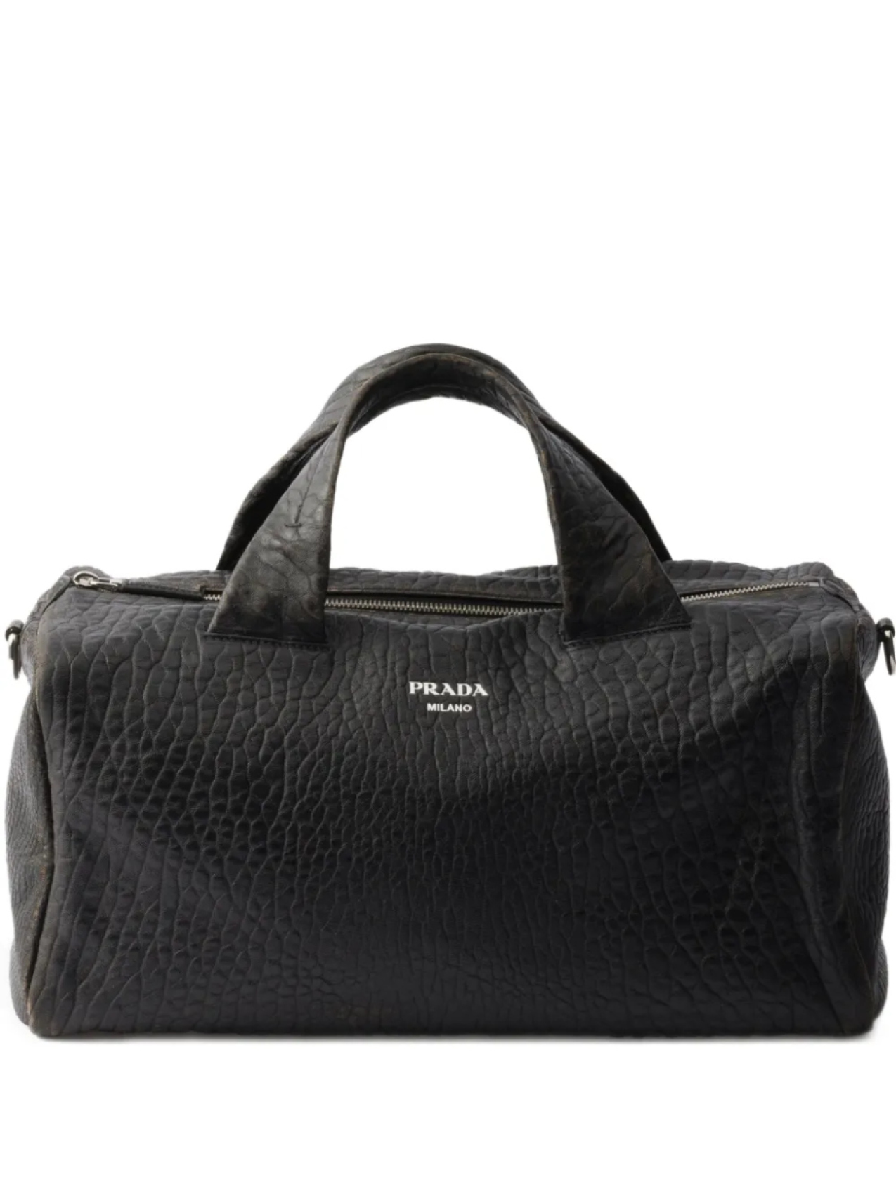 

Кожаная дорожная сумка Prada, черный