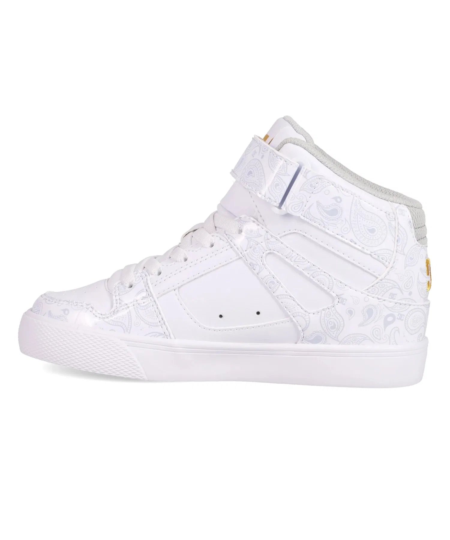 Детские высокие кроссовки DC SHOES Ks PURE HIGH-TOP SE EV SN с монограммой белые — фото 3