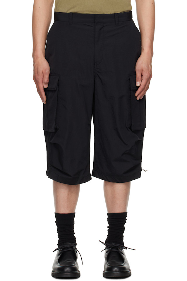 

Нейлоновые шорты карго в рубчик Solid Homme, черный