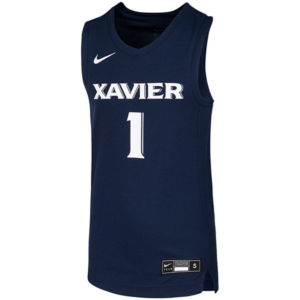 Футболка баскетбольная Youth #1 navy xavier musketeers replica team Nike — фото 3