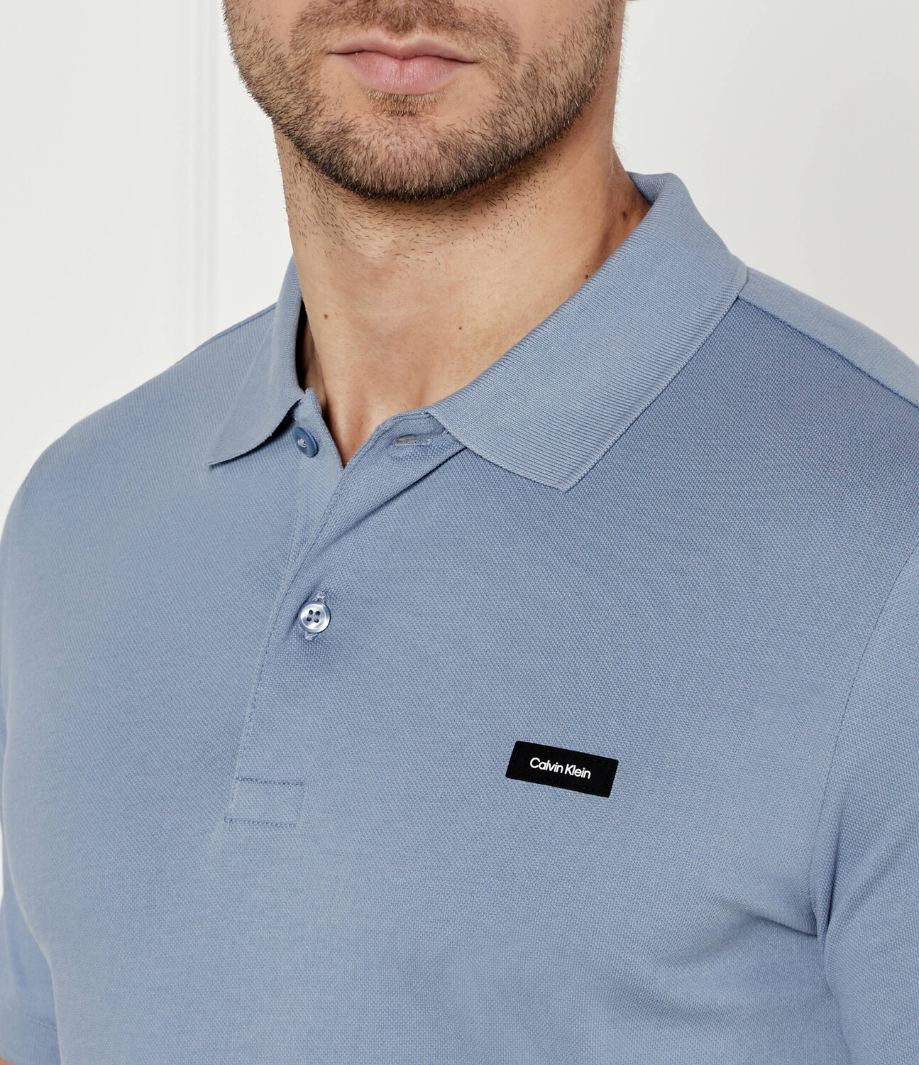 Поло Calvin Klein Slim Fit stretch pique, небесно-голубой — фото 4