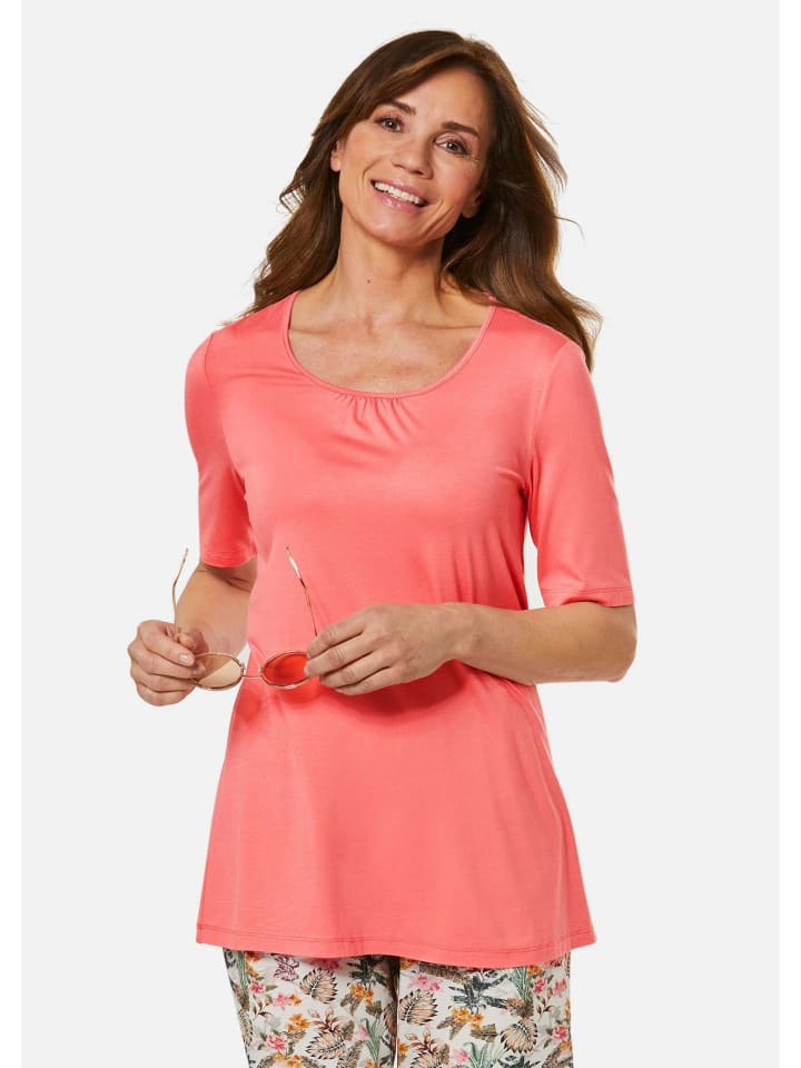 

GOLDNER Укороченный размер: Классическая футболка с современной сборкой кораллового цвета, Красный, GOLDNER Укороченный размер: Классическая футболка с современной сборкой кораллового цвета