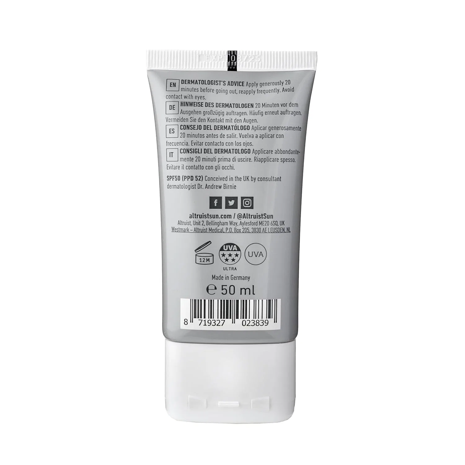 Солнцезащитный флюид для лица Altruist SPF50 Light Face Fluid Altruist — фото 4