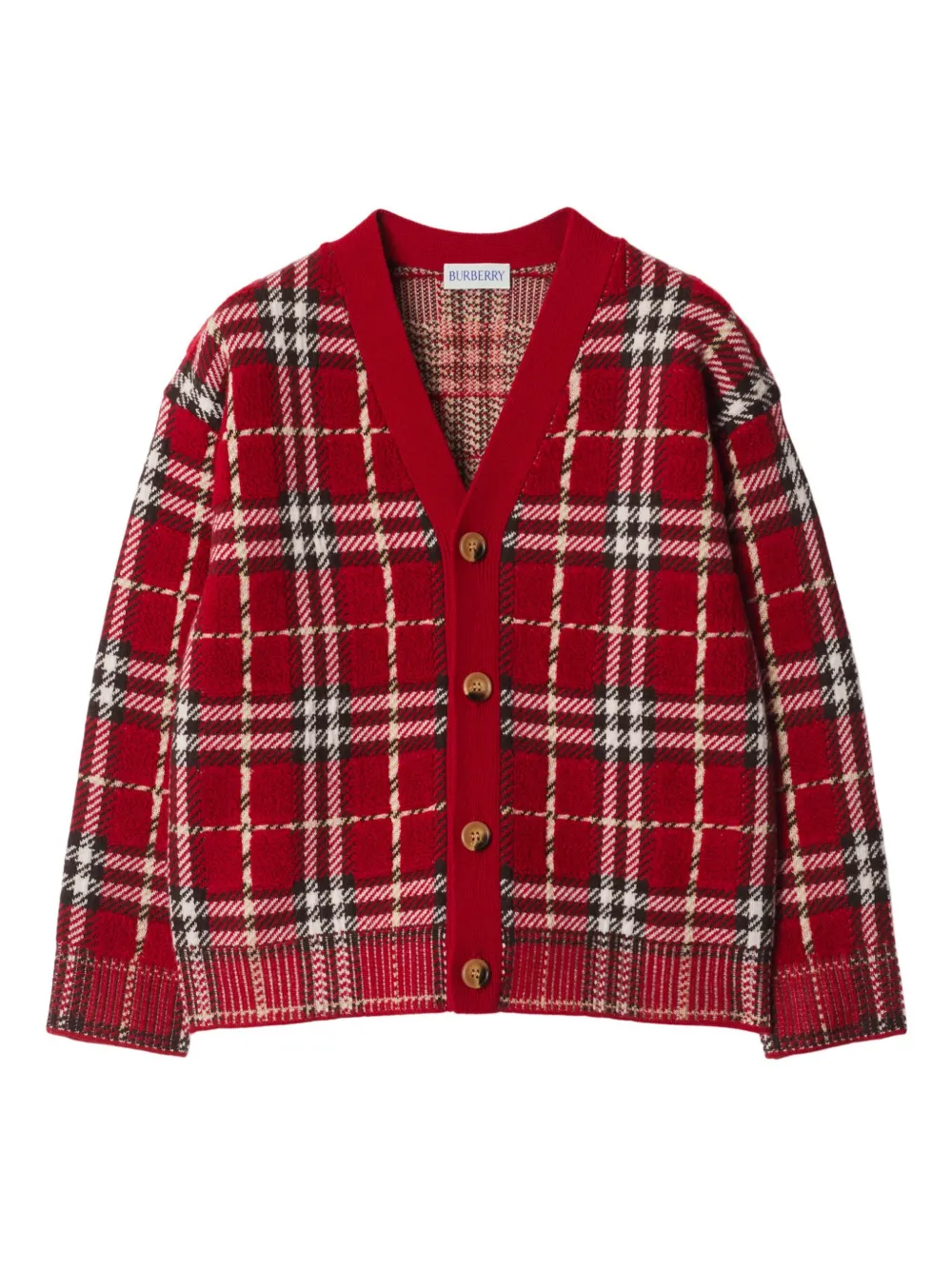 

Шерстяной кардиган в клетку BURBERRY KIDS, красный